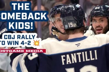 THE COMEBACK KIDS! 🤩 Blue Jackets Rally Back to Win 4-2 Over the Islanders | Postgame Media