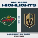 NHL Highlights | Wild vs. Golden Knights - December 29, 2025