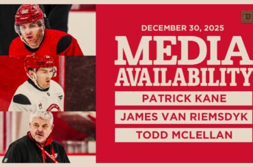 Patrick Kane, James van Riemsdyk, Todd McLellan Practice Media | Dec. 30, 2025