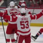 John Leonard, brother of Capitals forward Ryan Leonard, has his first goal with the Red Wings! 🚨