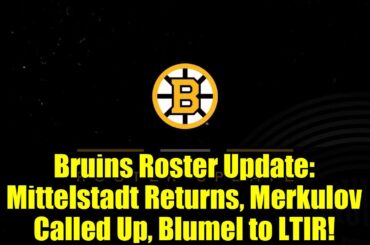 Bruins Roster Update: Mittelstadt Returns, Merkulov Called Up, Blumel to LTIR!