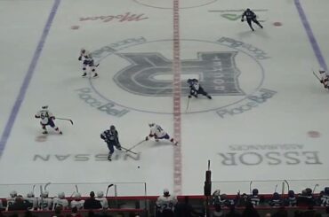 Laval Rocket's Kaapo Kähkönen makes a breakaway save vs. Syracuse Crunch's Nick Abruzzese 12/27/25