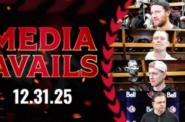 Leevi Meriläinen, Nick Jensen, Brady Tkachuk, Travis Green Media Availability