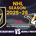 Vegas Golden Knights vs Nashville Predators Live Scores | NHL Season 2025-26