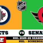 🔴LIVE : Winnipeg Jets Vs Ottawa Senators | NHL 2026 | NHL Live SCOREBOARD