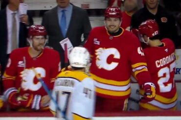 NHL Hockey fight - Ryan Lomberg(Flames)vs. Cole Smith(Predators); 2 others receive roughing penaltys