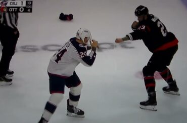 NHL Hockey fight - Kurtis MacDermid(Senators) vs. Mathieu Olivier(Blue Jackets)