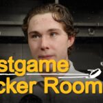 Jeremy Swayman and Fraser Minten talk after the Bruins beat the Canucks in OT