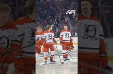 The look between Jacob Trouba and Chris Kreider before facing the Rangers👀 #shorts