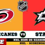 🔴LIVE : Dallas Stars Vs Carolina Hurricanes | NHL 2026 | NHL Live SCOREBOARD