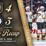 HIGHLIGHTS | Vegas Golden Knights 4, Winnipeg Jets 3, OT | Jan. 6, 2026