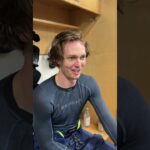 Kent Johnson talks playing with Macklin Celebrini as a kid. #sjsharks #hockey #nhl