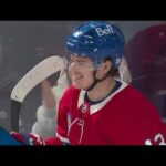 Canadiens' Cole Caufield Bats Down Pass And Snipes Perfect Shot Past Flames' Dustin Wolf