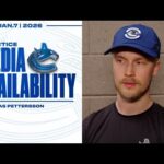 Elias Pettersson Practice Media Availability in Detroit (Jan 7, 2026)