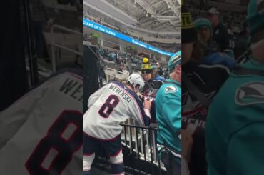 5th Line Love on the Road 💙❤️ Zach Werenski Signs Jersey 😊