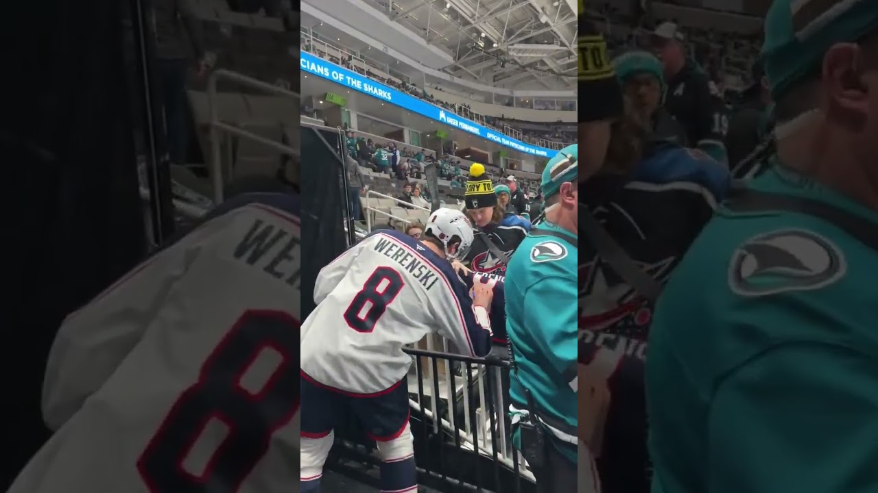 5th Line Love on the Road 💙❤️ Zach Werenski Signs Jersey 😊