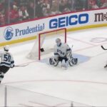 Timo Meier scores a goal against the Utah Mammoth