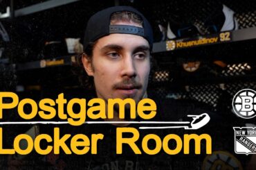 Bruins Players speak with media after 10-2 win over Rangers on Saturday