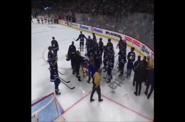 🚨🚨 Haydn Fleury leaves the game on a stretcher after crashing into the boards back first