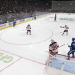 Nicolas Roy scores a goal against the New Jersey Devils