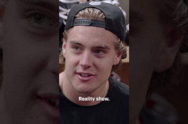 In the locker room with Leo Carlsson #NHLMyWorld #AnaheimDucks