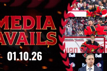 Fabian Zetterlund, Claude Giroux, Leevi Meriläinen, Travis Green Postgame Media vs FLA