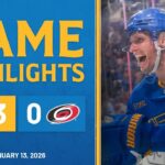 Game Highlights: Blues 3, Hurricanes 0