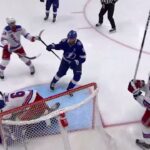 Igor Shesterkin collides with Matt Dumba from Lightning and pushes him (14 mar 2024)