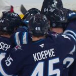 Tanner Pearson scores a goal against the New Jersey Devils