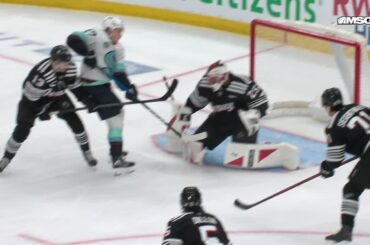 Adam Larsson scores a goal against the New Jersey Devils