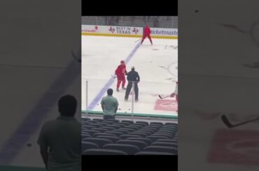 Faceoff practice with the Carolina Hurricanes.