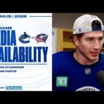 Drew O'Connor & Adam Foote Pre-Game Media | Canucks at Blue Jackets (Jan 15, 2026)