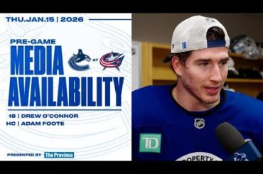 Drew O'Connor & Adam Foote Pre-Game Media | Canucks at Blue Jackets (Jan 15, 2026)