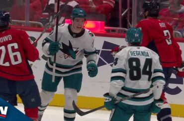 Sharks' Celebrini With A Slick Between-The-Legs Assist to Regenda