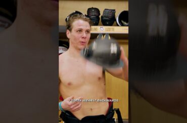 Blake Lizotte Gets Postgame Helmet