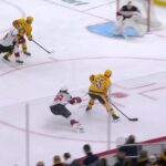 Erik Karlsson scores a goal against the New Jersey Devils