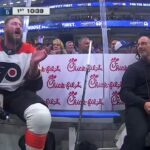 Nic Deslauriers and Curtis Douglas chatting it up in the penalty box after... #nhl