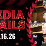 David Perron, Thomas Chabot, Leevi Meriläinen, Travis Green Media Availability