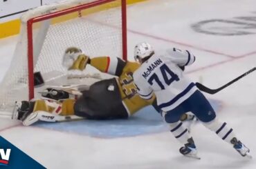 Golden Knights' Adin Hill Stuns Maple Leafs' Bobby McMann With Acrobatic Stop