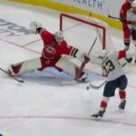 Hurricanes' Brandon Bussi Stretches Out To Make Crazy Save On Carter Verhaeghe