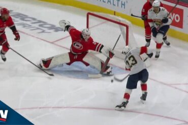 Hurricanes' Brandon Bussi Stretches Out To Make Crazy Save On Carter Verhaeghe