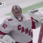 Pyotr Kochetkov's unsuccesful poke check leads to Suter's goal vs Hurricanes (28 oct 2024)