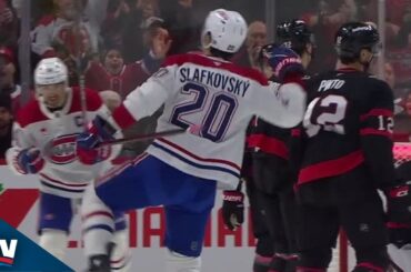 Juraj Slafkovsky Rips One-Timer Top Corner For Power-Play Goal