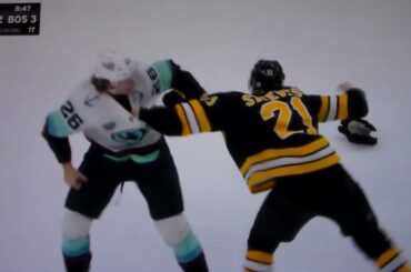 NHL Hockey fight - Alex Stevens(Bruins) vs. Ryan Winterton(Kraken)