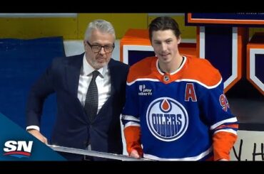Ryan Nugent-Hopkins Receives Silver Stick To Commemorate 1,000 Games With Oilers