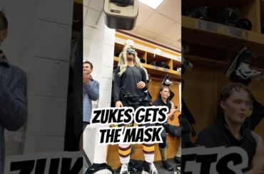 Ryan Suzuki gets the wolf mask vs. Rockford Icehogs!