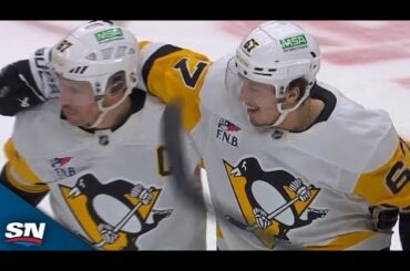 Penguins' Sidney Crosby Delivers Nasty Backhand Feed To Set Up Rickard Rakell's Short-Angle Goal