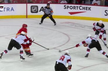 Nazem Kadri scores a goal against the New Jersey Devils