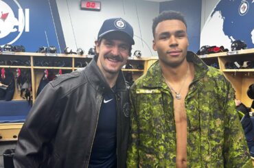 Isaak Phillips earns a jacket in his Winnipeg Jets home debut!