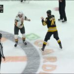 🥊🥊 Mark Kastelic lays a big hit on Shea Theodore, and Jeremy Lauzon comes in for the scrap